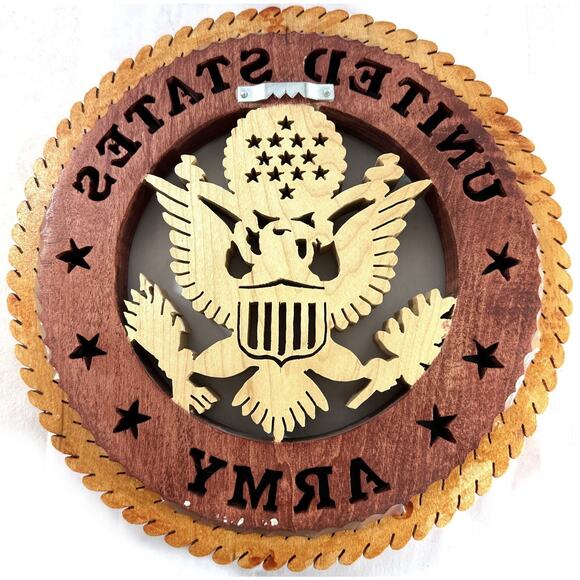 Handmade United States Army Wood Wall Plaque Seal Eagle Military 9” - Picture 5 of 6